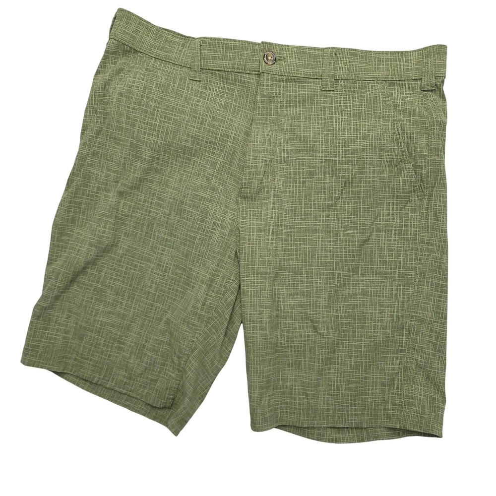 Eddie‎ Bauer Travex Shorts Mens 36 Green Geometric Nylon Stretch Travel Outdoor